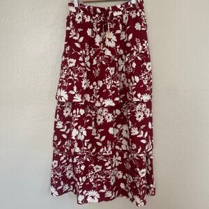 Outerknown Womens Sz Small Tiered Maxi Skirt Floral Silk Hemp Organic Cotton